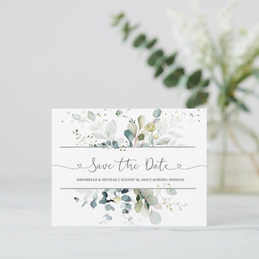 Eucalyptus Foliage Save the Date Briefkaart (Staand voorkant)