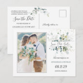 Eucalyptus Foliage Save the Date Photo Briefkaart (Voorkant / Achterkant)