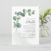 Eucalyptus Foliage Script-Baby shower Kaart (Staand voorkant)
