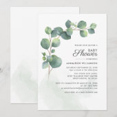 Eucalyptus Foliage Script-Baby shower Kaart (Voorkant / Achterkant)