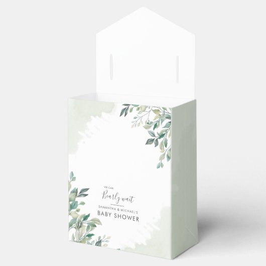 Eucalyptus Foliage Script Beer Koppels Baby shower Bedankdoosjes (Geopend)