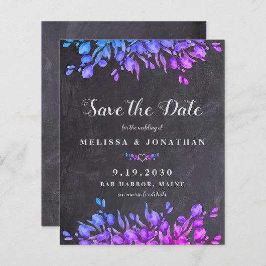 Eucalyptus Foliage Slate QR Code Save Date Inv (Voorkant / Achterkant)