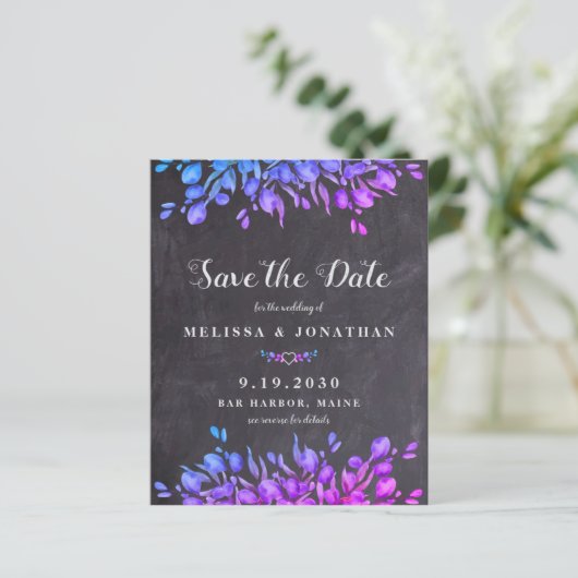 Eucalyptus Foliage Slate QR Code Save Date Inv (Staand voorkant)