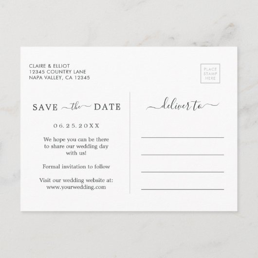 Eucalyptus Foliage Square Lijst Save the Date Aankondigingskaart (Achterkant)