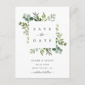 Eucalyptus Foliage Square Lijst Save the Date Aankondigingskaart (Voorkant)