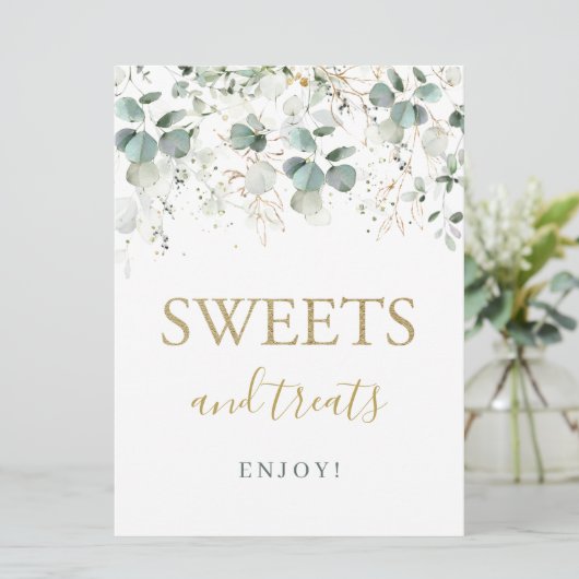 Eucalyptus Foliage Sweets & Trees Sign Kaart (Staand voorkant)