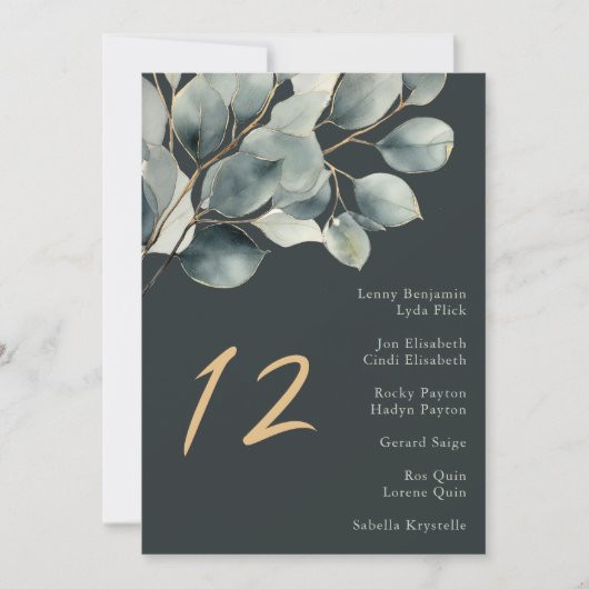 Eucalyptus Foliage Tafel Zitting Grafiek Kaart (Voorkant)