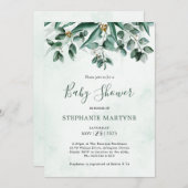 Eucalyptus foliage Waterverf Baby shower Kaart (Voorkant / Achterkant)
