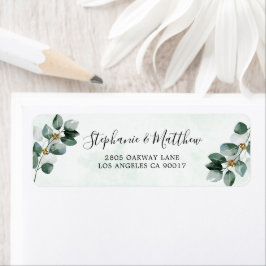 Eucalyptus Foliage Waterverf Elegant Wedding Etiket