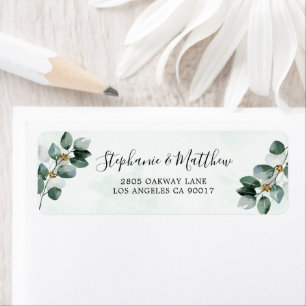 Eucalyptus Foliage Waterverf Elegant Wedding Etiket