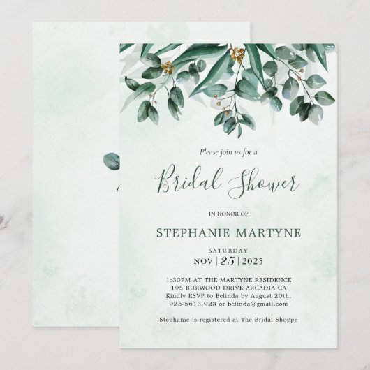 Eucalyptus Foliage Waterverf Vrijgezellenfeest Kaart (Voorkant / Achterkant)