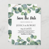 Eucalyptus Foliage Weddenschap Bewaar de datum Save The Date (Voorkant / Achterkant)