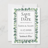 Eucalyptus Foliage Weddenschap Bewaar de datum Save The Date (Voorkant)