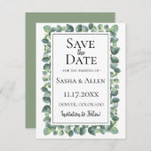 Eucalyptus Foliage Weddenschap Bewaar de datum Save The Date (Voorkant / Achterkant)