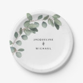 Eucalyptus Foliage Wedding Moderne Names Papieren Bordje (Voorkant)