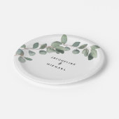 Eucalyptus Foliage Wedding Moderne Names Papieren Bordje (Gekanteld)