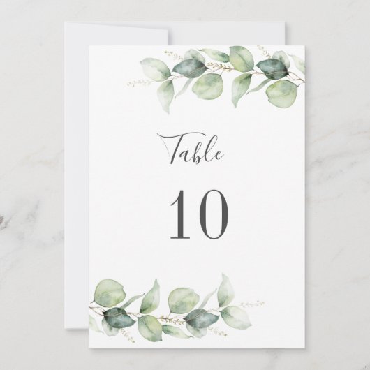 Eucalyptus Foliage Wedding Table Number 10 (Voorkant)