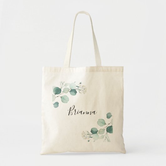Eucalyptus Foliage White Floral Bridesmaid Tote Bag (Voorkant)