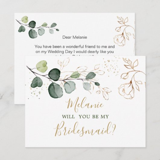 Eucalyptus Foliage wordt mijn Bridesmaid Briefkaart (Voorkant / Achterkant)