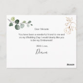Eucalyptus Foliage wordt mijn Bridesmaid Briefkaart (Achterkant)