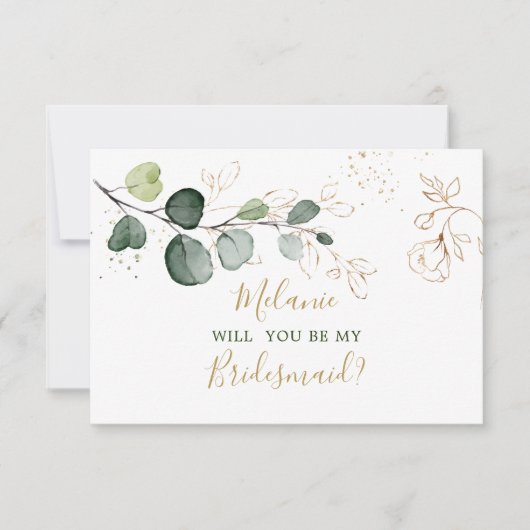 Eucalyptus Foliage wordt mijn Bridesmaid Kaart (Voorkant)