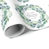 Eucalyptus Foliage Wreatding Wedding Monogram Cadeaupapier (Rol Hoek)