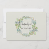 Eucalyptus Foliage Wreater Virtual Baby Boy Shower Kaart (Achterkant)