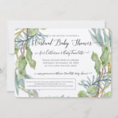 Eucalyptus Foliage Wreater Virtual Baby Boy Shower Kaart (Voorkant)