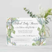 Eucalyptus Foliage Wreater Virtual Baby Boy Shower Kaart (Staand voorkant)