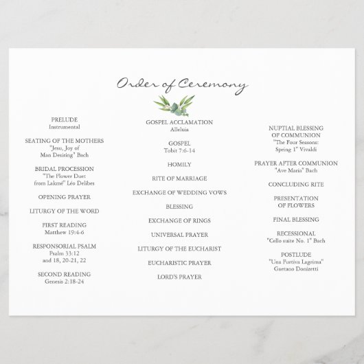Eucalyptus Foliage Wreath Tri+Fold Wedding Program Flyer (Achterkant)