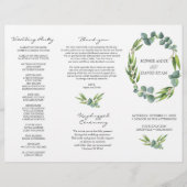 Eucalyptus Foliage Wreath Tri+Fold Wedding Program Flyer (Voorkant)