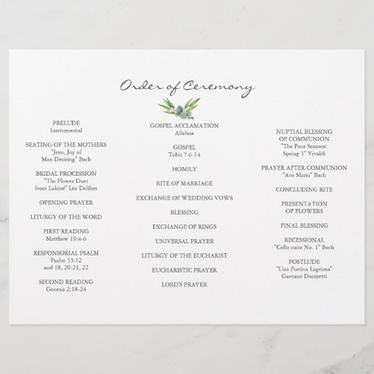 Eucalyptus Foliage Wreath Tri+Fold Wedding Program Flyer (Achterkant)