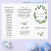 Eucalyptus Foliage Wreath Tri+Fold Wedding Program Flyer (Enkel)