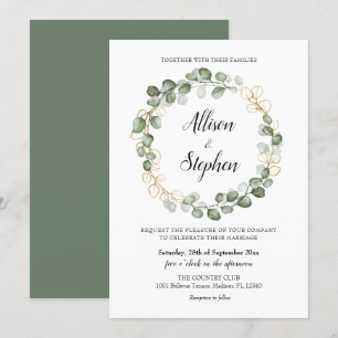 Eucalyptus Foliage Wreatw Wedding Kaart