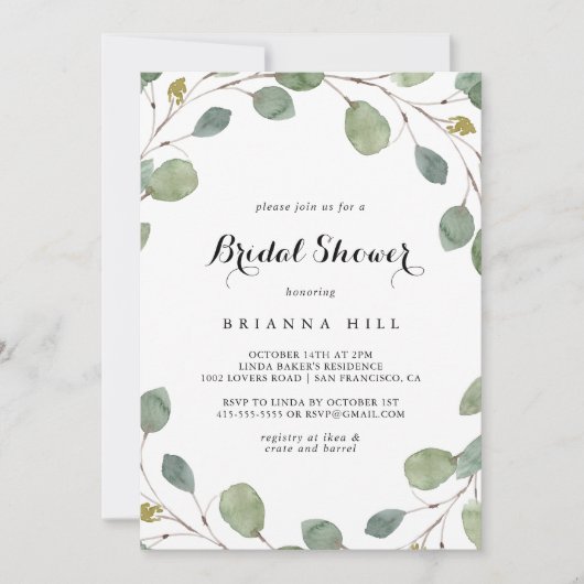 Eucalyptus folium kalligrafie Vrijgezellenfeest Kaart (Voorkant)