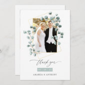 Eucalyptus Forest Geometric Weddenfoto Collage Bedankkaart (Voorkant / Achterkant)