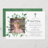 Eucalyptus Forest Greenery Baptism of Christening Kaart (Voorkant / Achterkant)