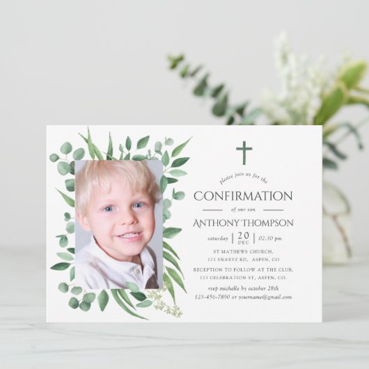 Eucalyptus Forest Greenery First Heilige Communie Kaart (Staand voorkant)