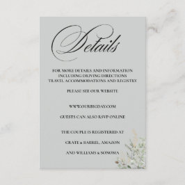 Eucalyptus Formal Elegant Enclosure Card Details Informatiekaartje