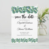 Eucalyptus formeel elegante 'Save the Date' Kaart (Staand voorkant)