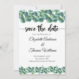 Eucalyptus formeel elegante 'Save the Date' Kaart