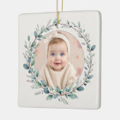 Eucalyptus Foto Baby Eerste Kerstminimalist Keramisch Ornament (Links)