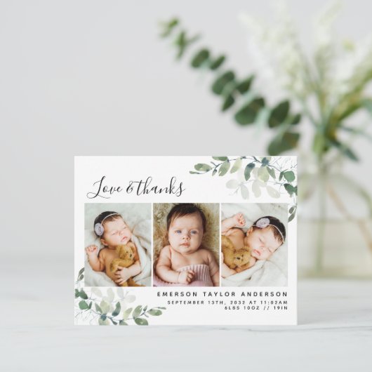 Eucalyptus Foto Baby Hartelijk dank Briefkaart (Staand voorkant)