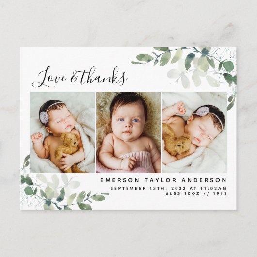 Eucalyptus Foto Baby Hartelijk dank Briefkaart (Voorkant)