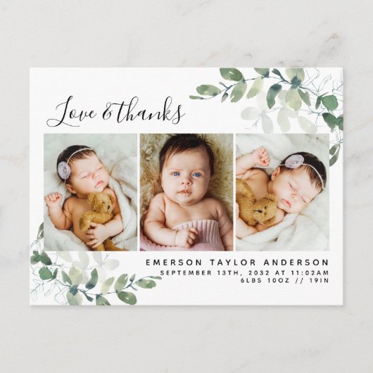 Eucalyptus Foto Baby Hartelijk dank Briefkaart (Voorkant)