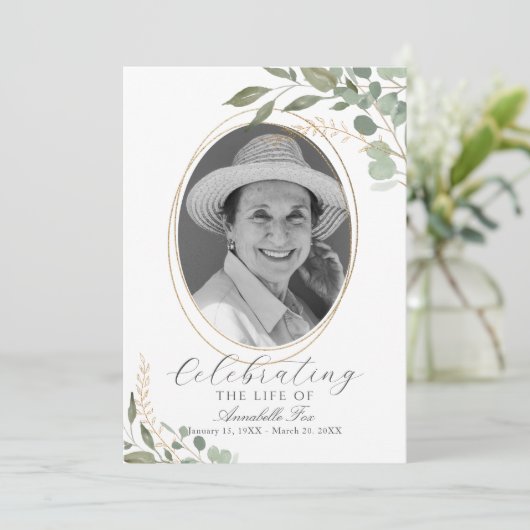 Eucalyptus Foto Begrafenis Orde van Service Progra Kaart (Staand voorkant)