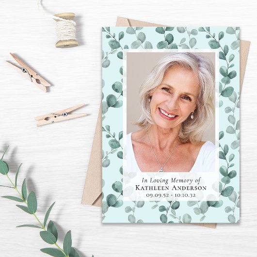 Eucalyptus Foto Begrafenismonument Bedankkaart
