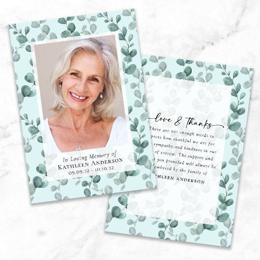 Eucalyptus Foto Begrafenismonument Bedankkaart