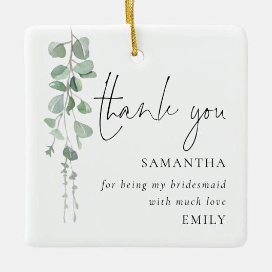 Eucalyptus Foto Bridesmaid Hartelijk dank Keramisch Ornament (Voorkant)