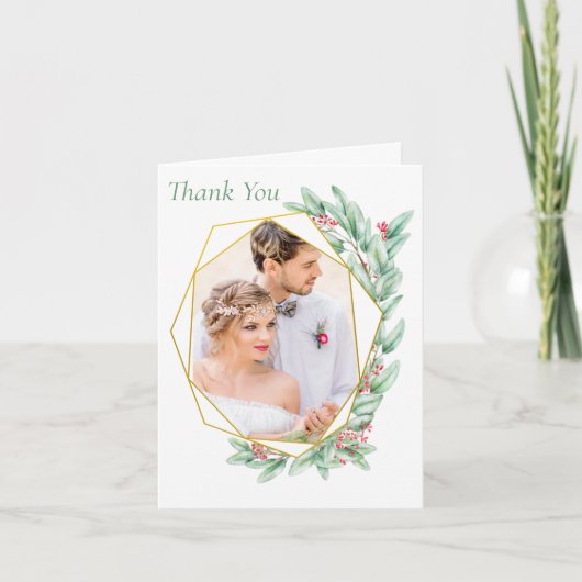 Eucalyptus Foto bruiloft gevouwen Hartelijk dank Bedankkaart (Voorkant)